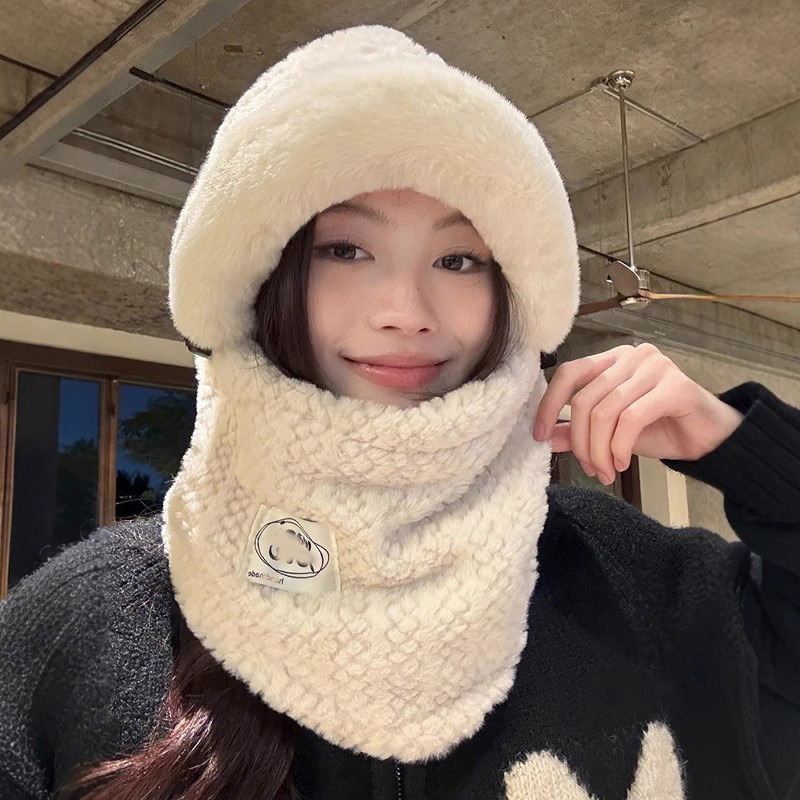 帽子男女秋冬季围脖一体毛绒帽子护耳加厚骑车保暖护耳骑行帽批发|undefined