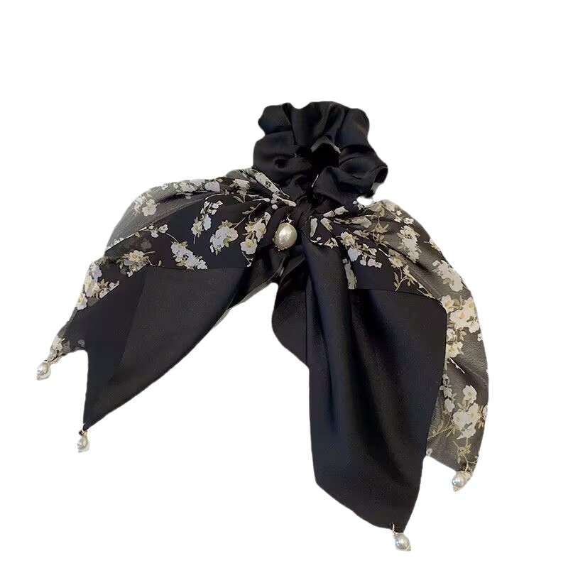 Elastico per capelli con fiocco e perle eleganti per bambine_voghion.com