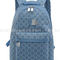 时尚棋盘格印花字母双肩包车缝线书包旅行包潮牌格纹男女运动背包
