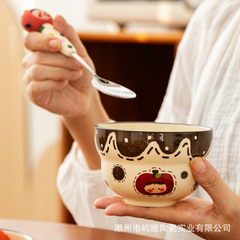 嶋鹿リンゴの女の子ひょうたんご飯ボウル陶磁器ヨーグルトボウル家庭用かわいいデザートボウル誕生日プレゼント