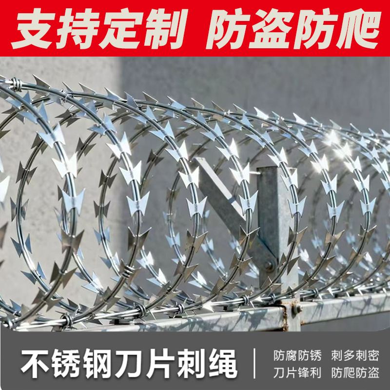 刺网钢丝刺绳铁丝网带刺防爬刺防盗刺钢丝网场庭院防盗滚筒刺网