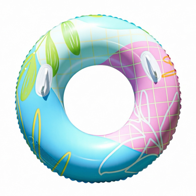 Transfronterizos ampliados con mango de barco de anclaje arco iris anillo de natación para adultos anillo de natación infláble arco iris de gran tamaño para hombres y mujeres