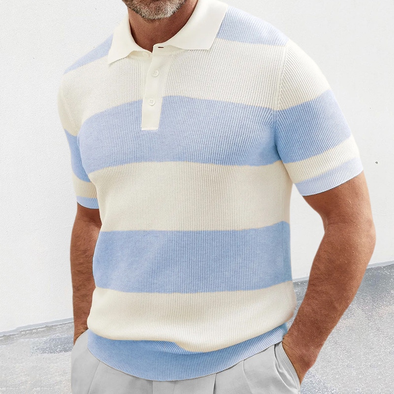 2024 Neues farbiges kurzärmliges Polokragen-Strickhemd Muscle Men's Wear_voghion.com