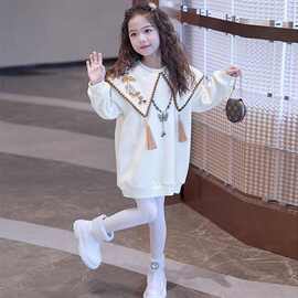 女童卫衣2025新款早秋装儿童洋气娃娃领休闲上衣儿童衣服国风长袖