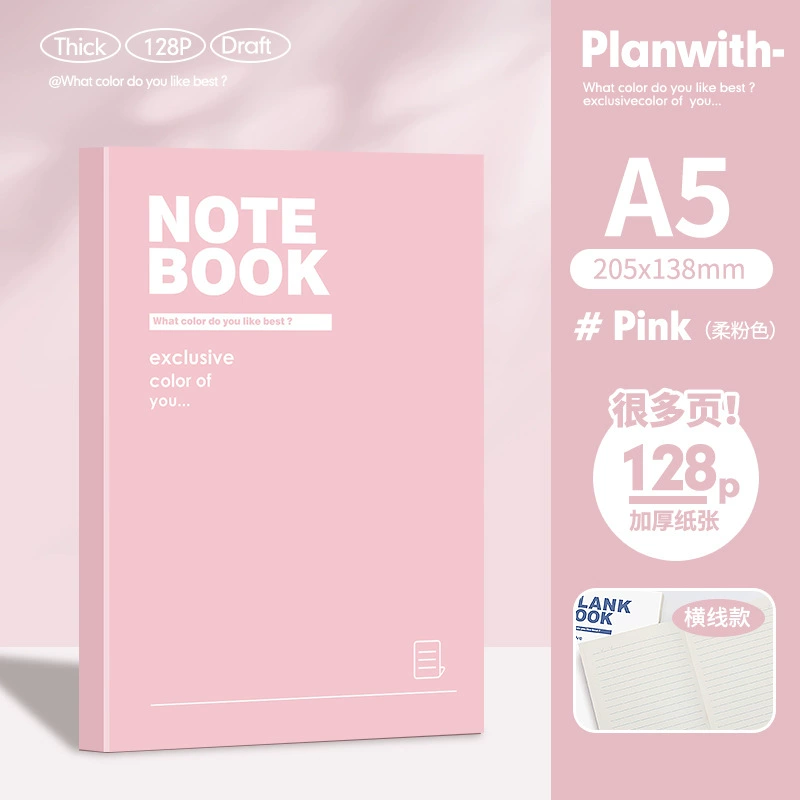 Notebook for Elementary Students, 128 Pages, A5/B5 Options, Thick Paper, Pastel Covers