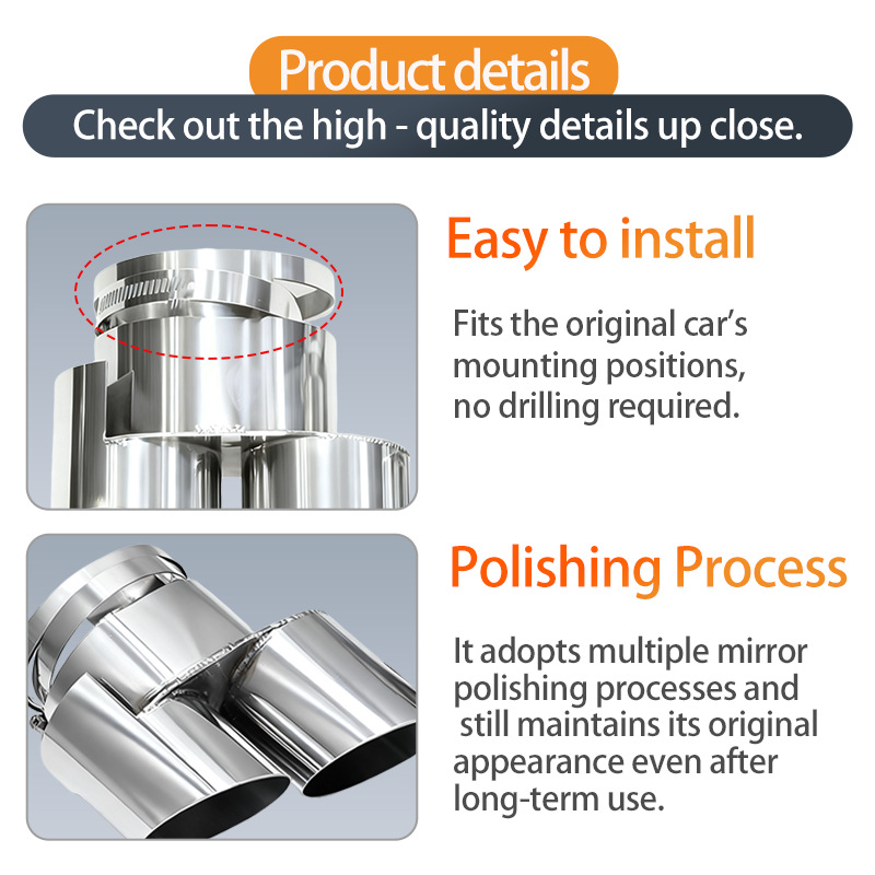 Suitable for Bmw X5 X6 X7 Four-Outlet Tailpipe G05 G06 G07 Exhaust Pipe with Dual Inner Tube Tail Tips