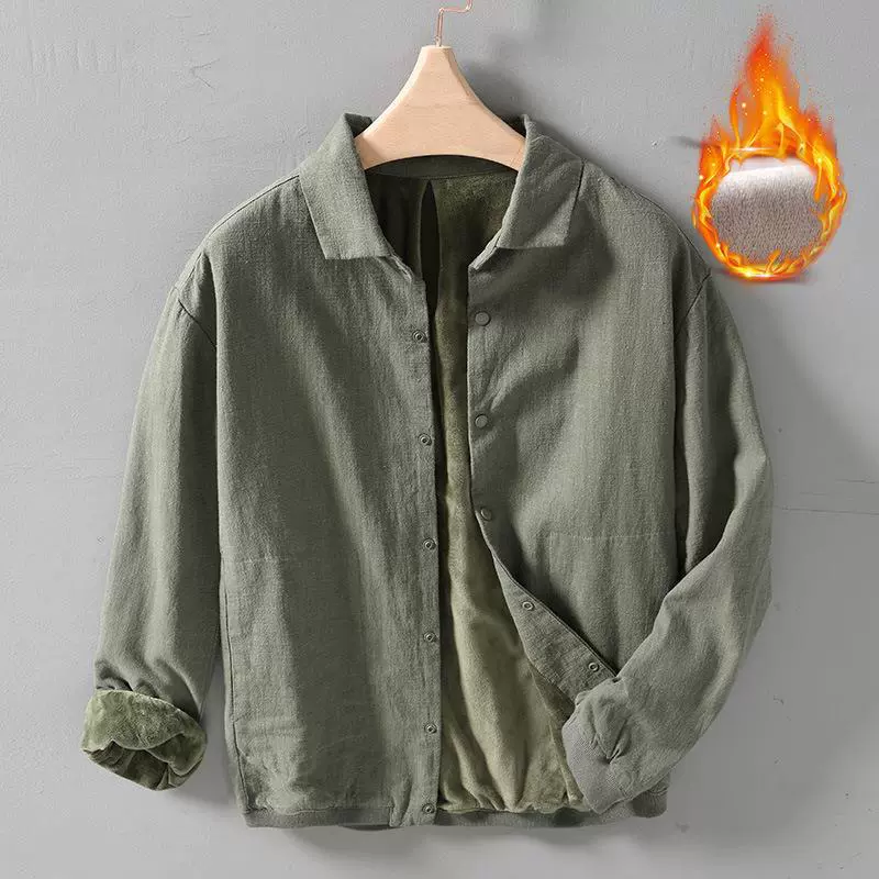 L963 Ретро Повседневная куртка на флисовой подкладке из рами свободная Молодежная универсальная куртка из хлопка и льна цельная доставка