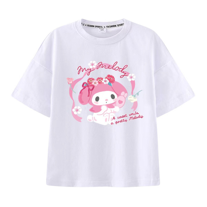 Kulomi Mereti Camiseta de manga corta para niñas 2025 Verano Yugui Dog Co-marca dulce ropa casual de algodón para niños