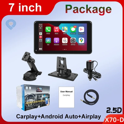 Cross-border 7-inch portable car smart screen wireless Carplay Android Auto car 2.5D HD display (Car display) - standard-7inch-smart-screen-25d-wireless-carplayandriod-autoairplay-cross-border-english-dual-bracket-version