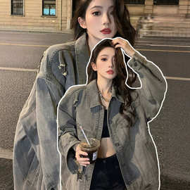 韩系开秋情侣装牛仔外套女2026早初秋季新款超火百搭复古夹克上衣