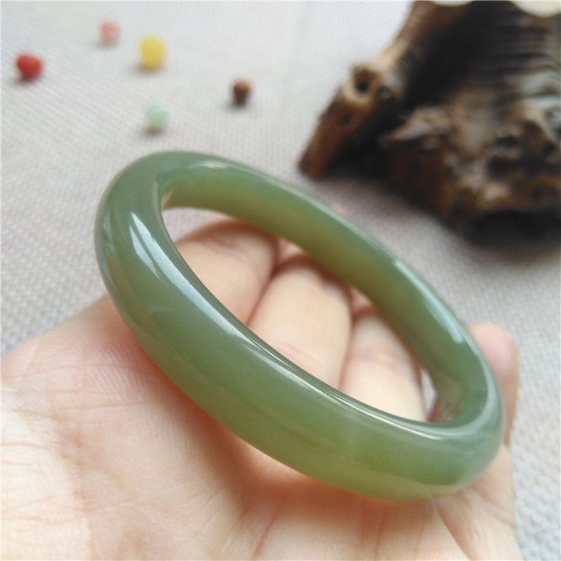 Vòng tay ngọc Hetian chất liệu Thanh Hải ngọc xanh trắng, phong cách cổ điển chi tiết 7