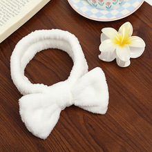 护理洗漱专用防湿套装纯色法兰绒大蝴蝶结洗脸束发带吸水手腕带