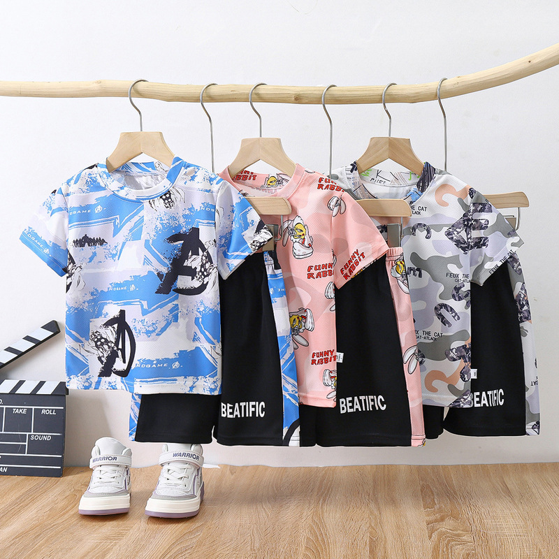 Summer children's suit 2024 new quick-drying clothes sportswear boys baby camouflage t-shirt two-piece children's clothing wholesale Summer children's suit 2024 new quick-drying clothes sportswear boys baby camouflage t-shirt two-piece children's clothing wholesale