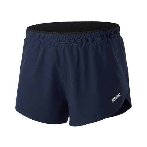 Summer men's fitness running sports casual shorts marathon quick-drying three-point pants triangle lining maroon dark blue