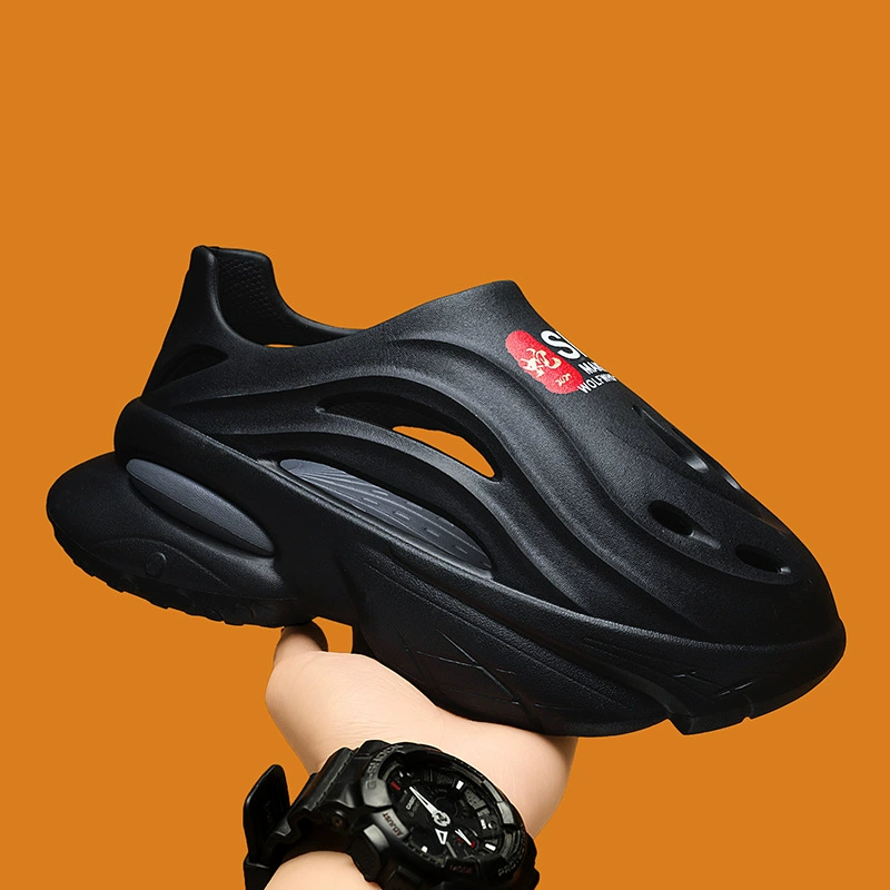 Мужские сабо на толстой подошве, летняя верхняя одежда, тапочки на каблуке-мешочке, нескользящие повседневные, универсальные пляжные сандалии, модный стиль.