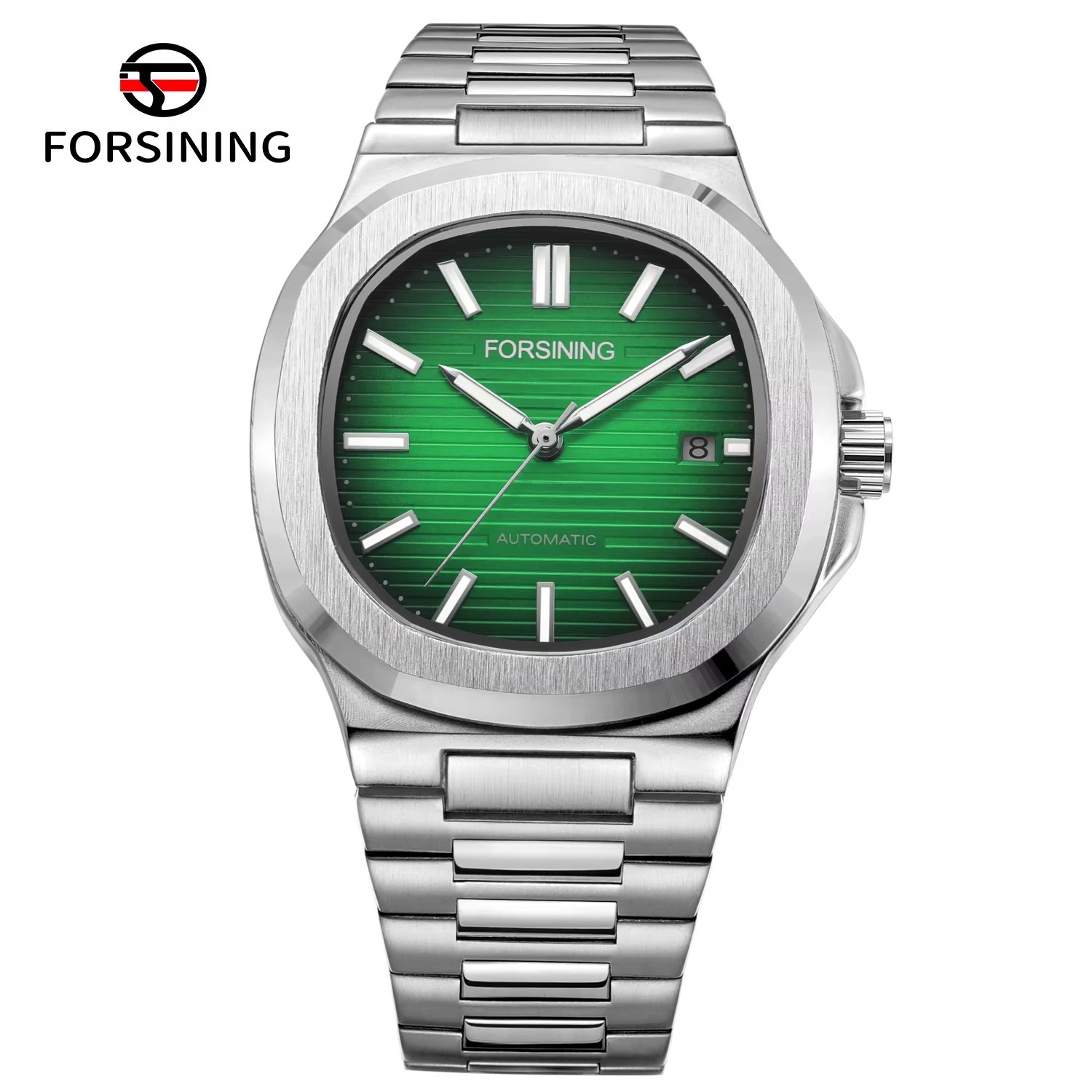 Forsining New Waterproof Men's Fully Automatic Mechanical Steel Band Watch Calendar Watch Dropshipping