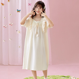 Foreign Trade Children's Clothing Girls' Nightgown Children's Pajamas Summer Short-sleeved Thin Sweet Girl Princess Style Home Clothes Skirt