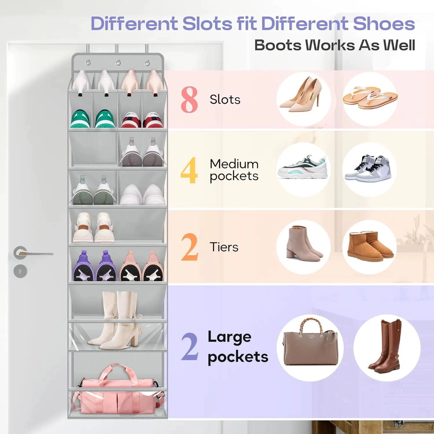 Over-door Shoe Rack Simple 4+4+4 from Yomiego