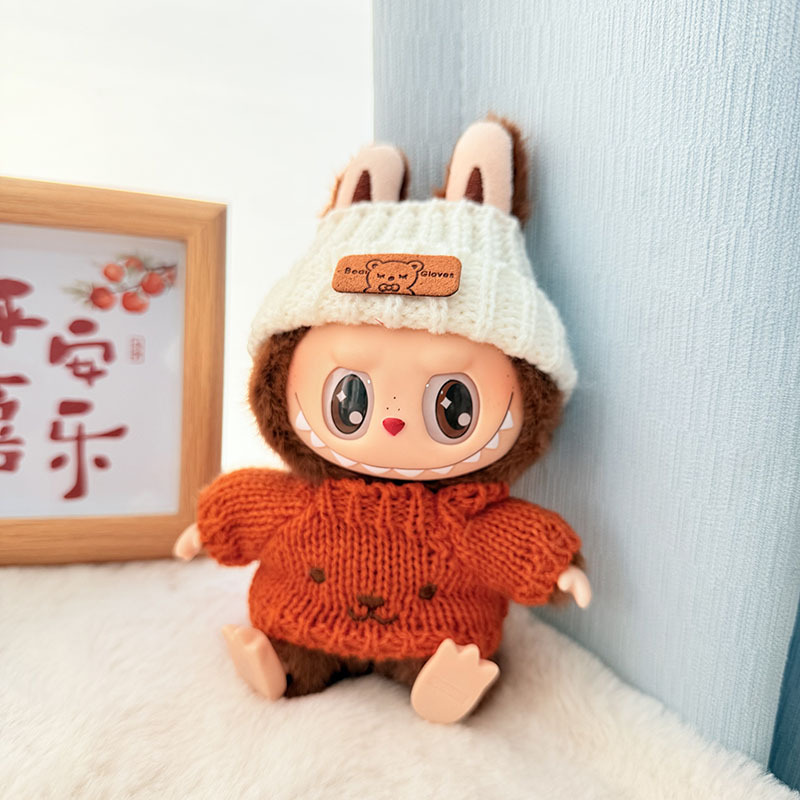 Solo ropa] Llavero de primera y segunda generación Labubu colgante de ropa Rabubu ropa de bebé suéter de punto traje de sombrero