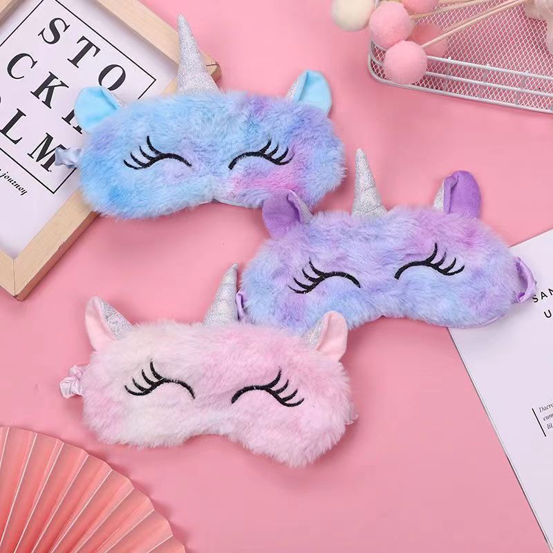 2023 nuevo unicornio lindo chica felpa sombreado máscara de ojos invierno dibujos animados niños estudiante sueño chica especial
