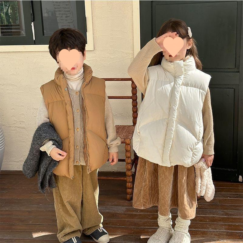 儿童羽绒立领马甲外穿2025新款中大童男女宝宝保暖背心外套时尚感