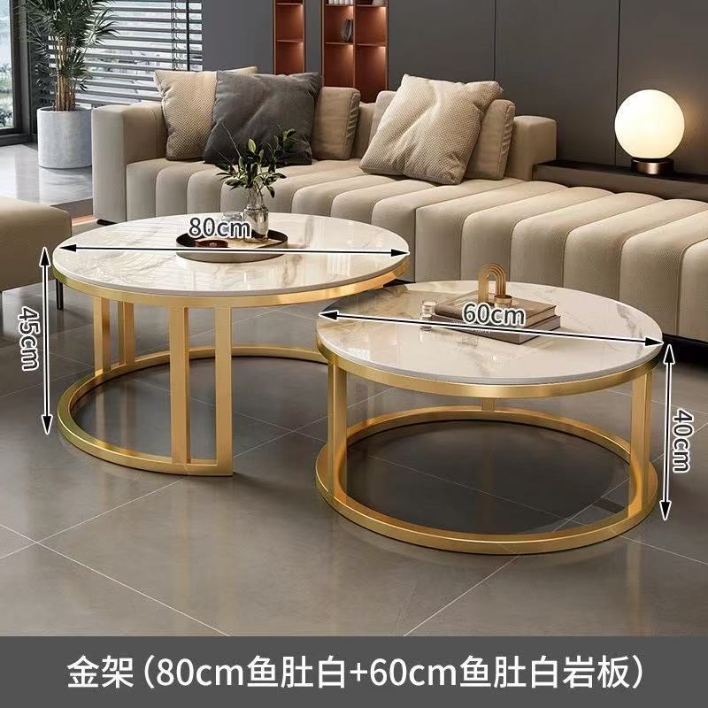Sala de estar de mesa de mesa de roca 2025 nuevo estilo de red doméstica minimalista lujoso sensación de alto nivel de mesa de té redonda plegable pequeña casa