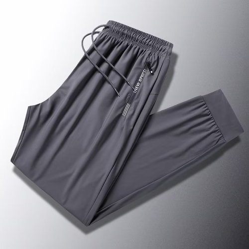 Men's Summer Thin Ice Silk Pants Loose Men's Casual Pants Breathable Ankle Pants Quick-Drying Air Conditioning Sports Pants