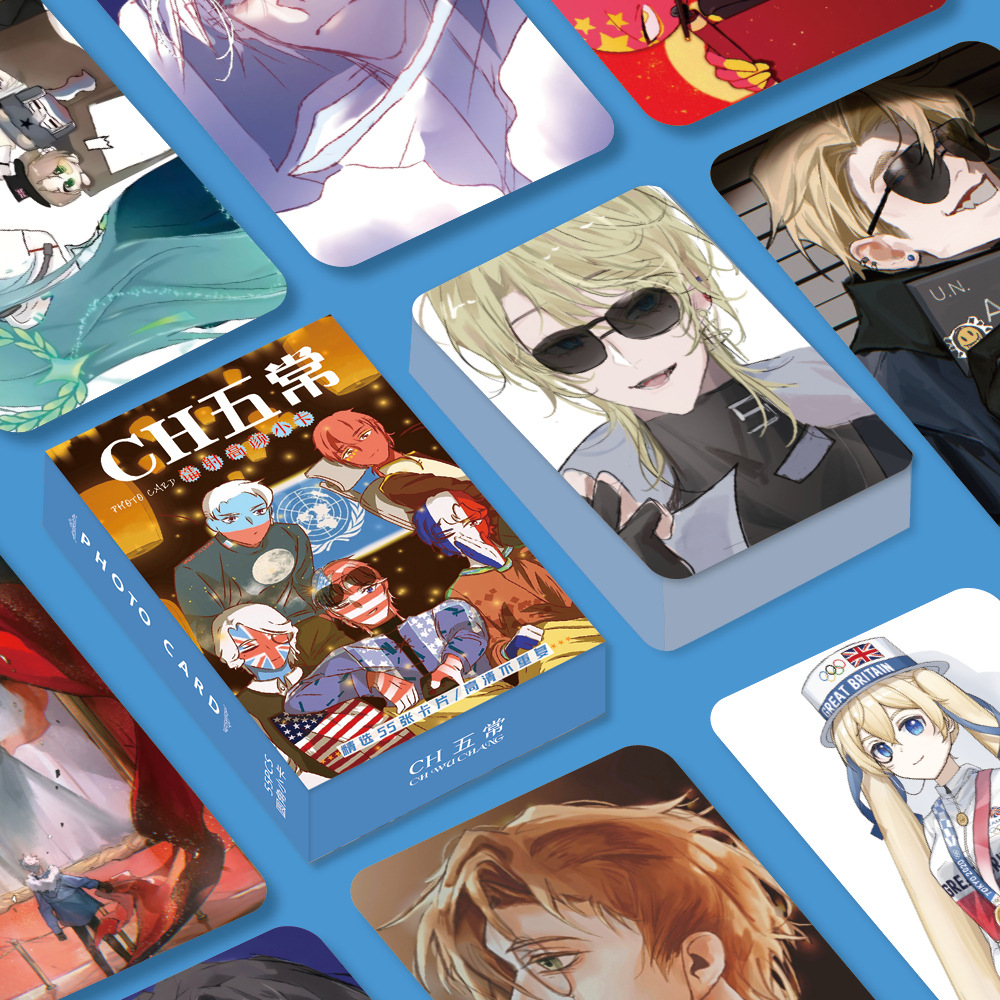 55張CH五常鐳射小卡countryhumans國擬瓷美俄法動漫自印3寸LOMO卡