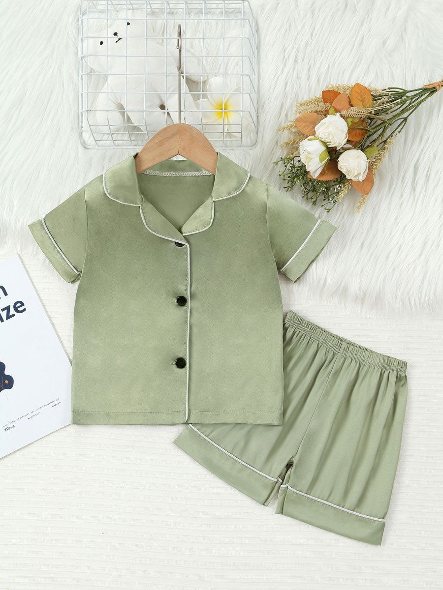 Barn pyjamas set med cartoon tryck kortärmad sommarkläder_voghion.com