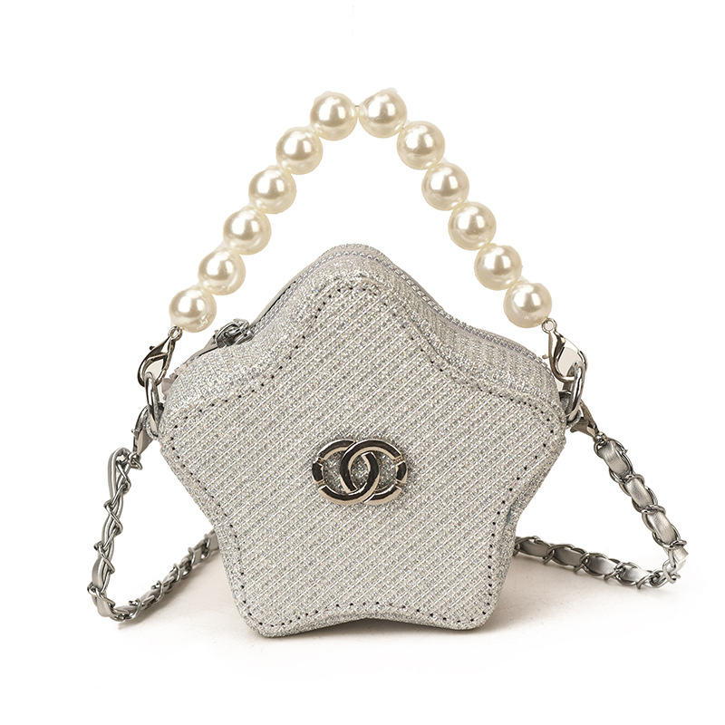2026 nuevo bolso de niños brillante estrella de pentacos bolso de perla exquisito mini bolso accesorios para hombres y mujeres