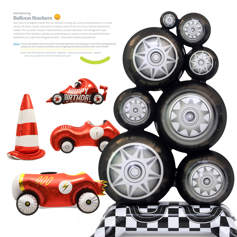 Birthday Party Decorations Photo Props Toy Balloons 3D Standing Racing Car Tires Ice Cream Cone Car Cartoon Balloons