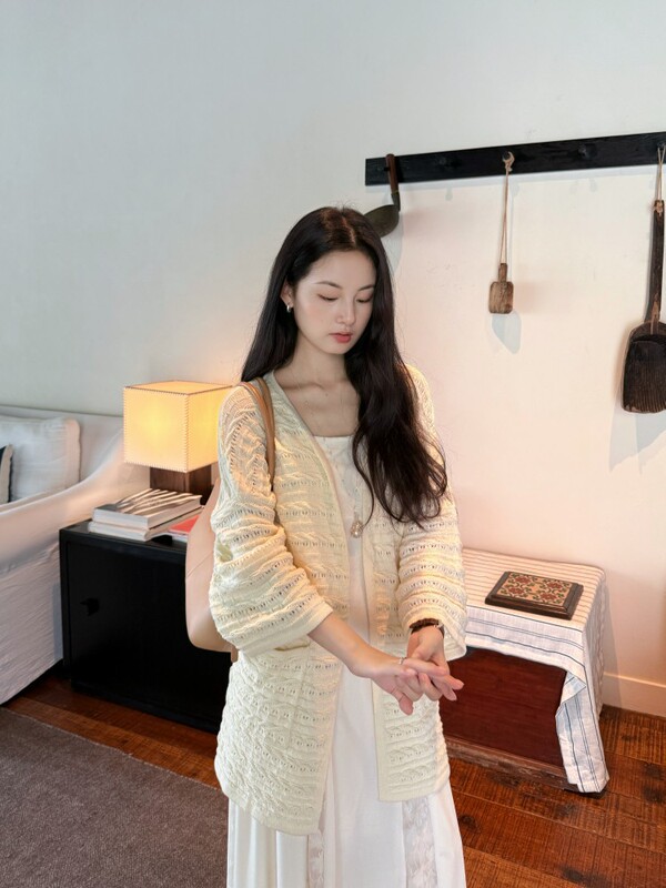 DIGM | 2025秋季极简慵懒风口袋针织衫开衫中长毛衣外套女A8M037|undefined
