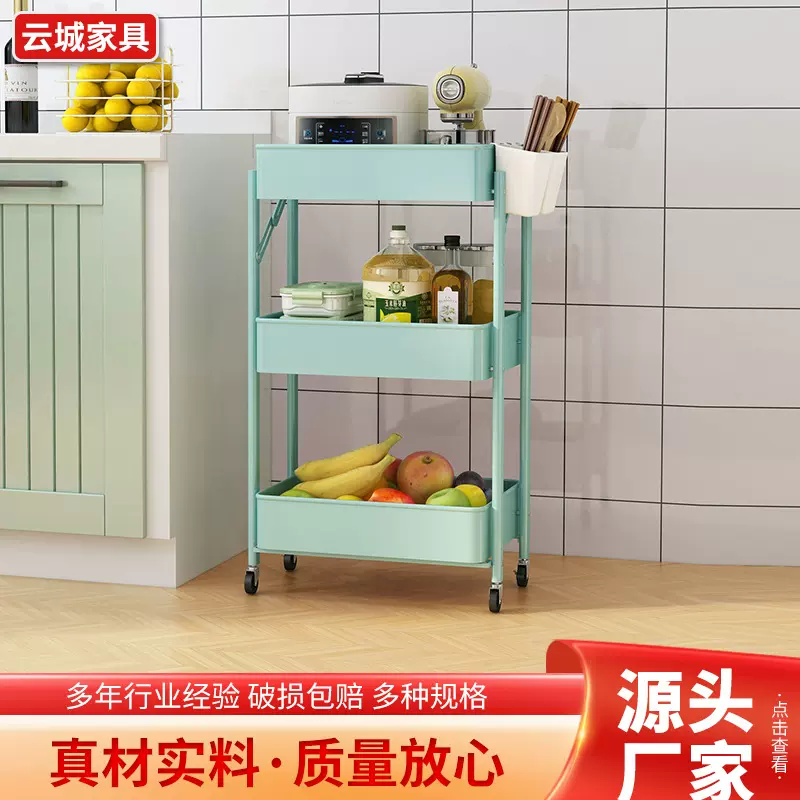 免安装加厚小推车置物架厨房多层零食卧室卫生间移动储物收纳架
