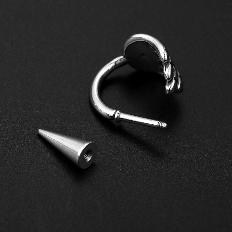 Hand, Skull Pattern Unisex Gender 1 Piece Stainless Steel Stone-Free Ear Cartilage Rings & Studs Hand Skull Rotatable