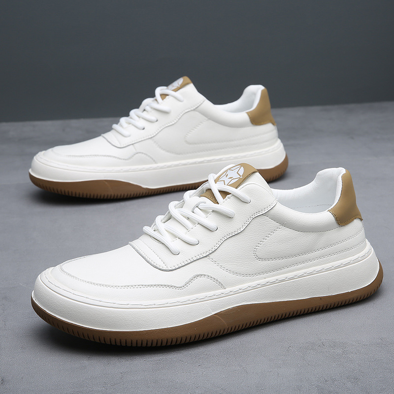 2026 primavera nuevos zapatos para hombres zapatos blancos transpirables zapatos de cuero casuales impermeables zapatos de skate casuales para hombres