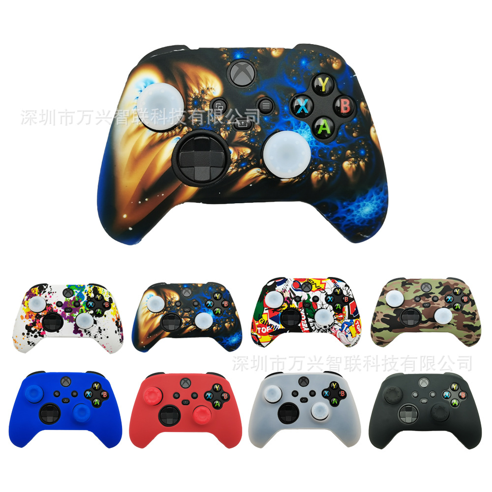 Adecuado para Xbox S/X mango de silicona cubierta protectora XBOX S mango cubierta protectora de transferencia de agua de impresión de inyección de aceite de silicona caso