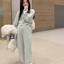 现货2024冬季新韩国东大门th*Bar*net连帽针织衫高腰休闲裤套装女