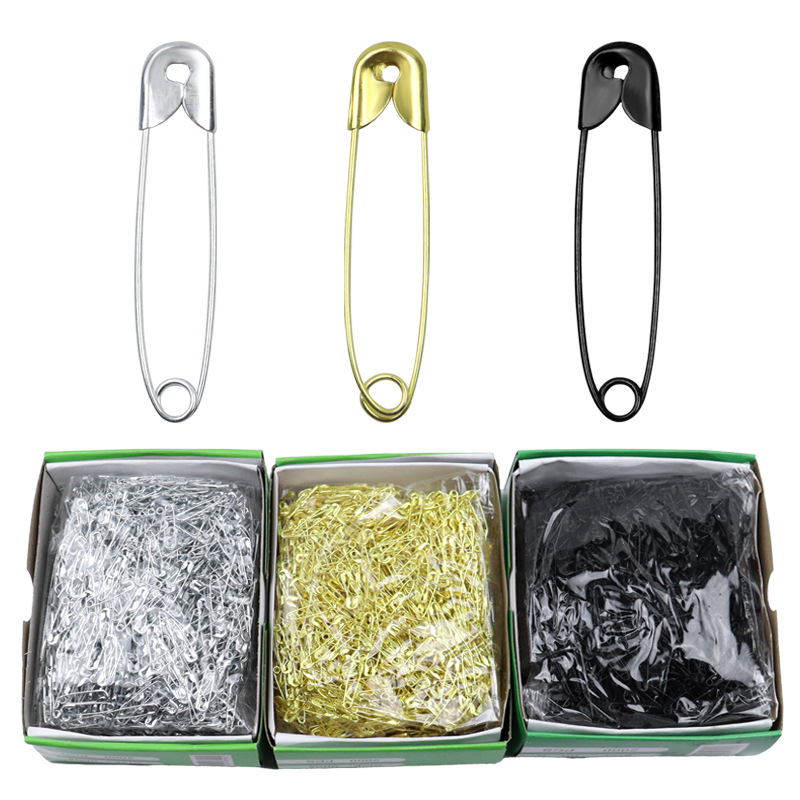 Venta directa de fábrica 18mm ~ Aguja de seguridad de 55mm plata oro negro ropa etiqueta seguro aguja de hebilla de metal