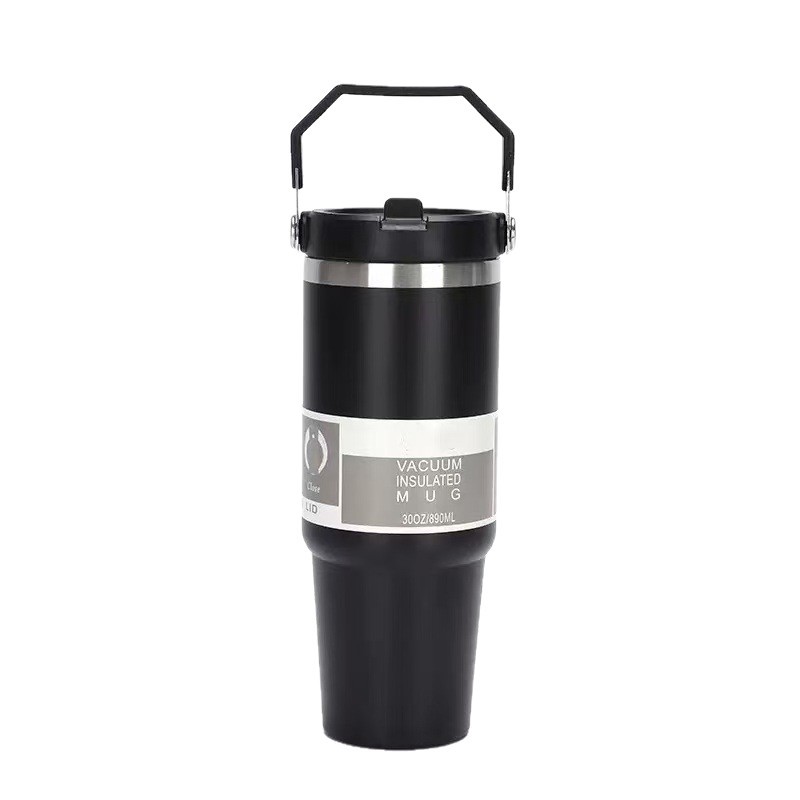 Transfronterizo 30oz taza de automóvil portátil 304 taza de aislamiento de acero inoxidable refrigerante taza de agua de paja portátil