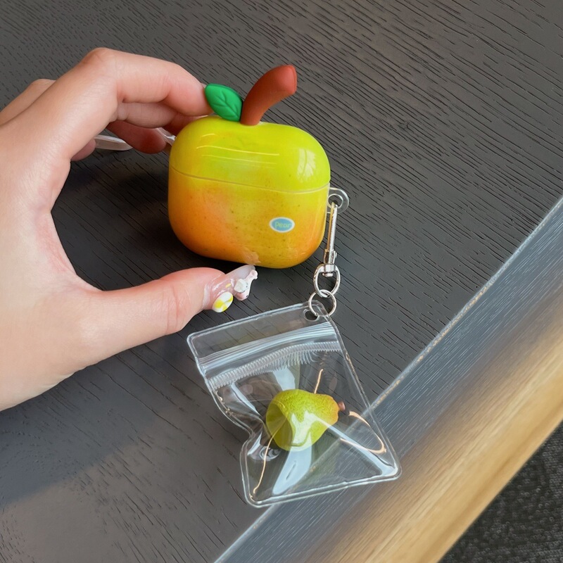 Imd Creative Pear-Shaped Case for Airpods4 Apple Bluetooth Wireless 1/2/3 Generation Earphone Case Cute Pro2 Pendant