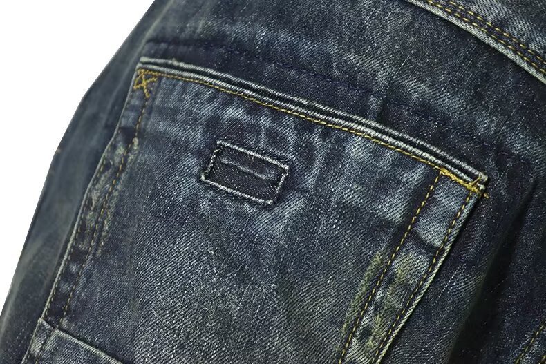Vintage-Inspired Straight Leg Denim Jeans For Men – Relaxed Fit, High Waist, Button Fly (Sizes 28-36, Dark Blue & Light Wash)_mkmklike.com