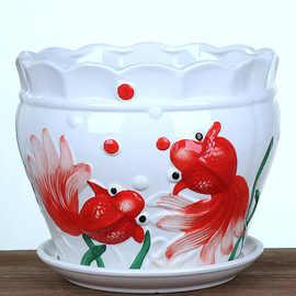 创意特大号花盆陶瓷特价清仓带托盘个性多肉绿萝吊兰中国风批发