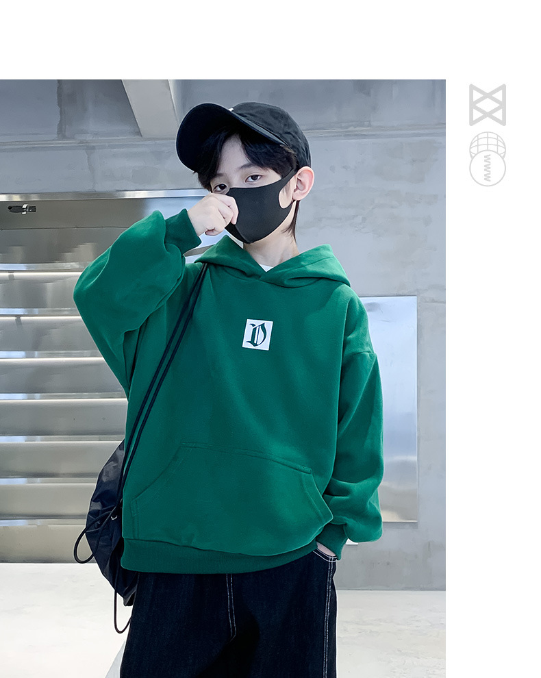 Abbigliamento per bambini, felpa con cappuccio autunnale per ragazzi 2024 nuovo stile, tendenza top in velluto invernale per bambini con stampa di lettere personalizzate_voghion.com