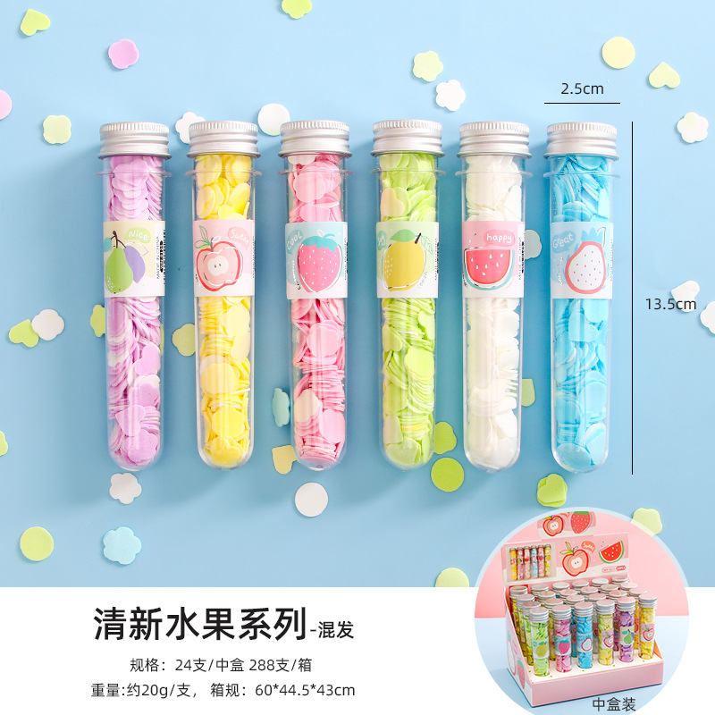 Una sola vez portátil al aire libre jabón de mano papel jabón de viaje tubo de ensayo para niños con pétalos de jabón