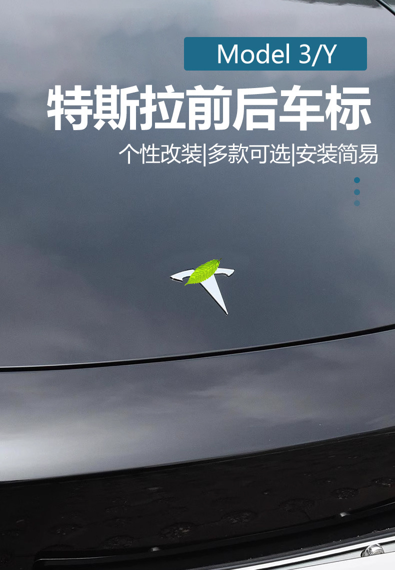 Suitable for Model Y Hood and Tailgate Logo, Tesla Tailgate Hood Logo, Body Lettering Logo Modification
