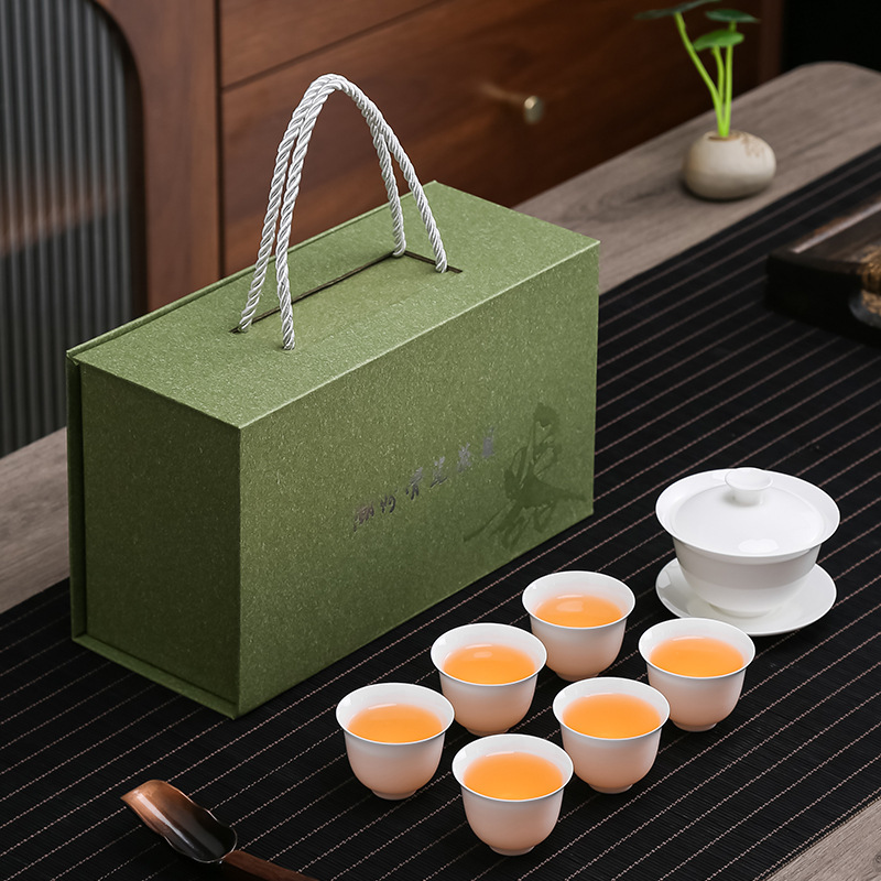 Bone China Thin-Walled Tea Set, Three-Piece Lidded Bowl, Tasting Cup, Tea Accessories, Beauty Cup, Magnolia Cup, Gift Packaging Bone China Thin-Walled Tea Set, Three-Piece Lidded Bowl, Tasting Cup, Tea Accessories, Beauty Cup, Magnolia Cup, Gift Packaging
