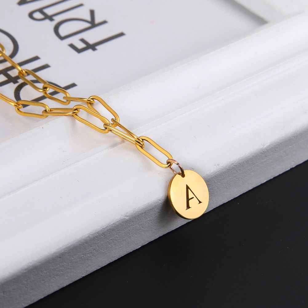 9g Weight Pendant Necklace Classification Fashion Letter Stainless Steel Plating Pendant Necklace 1 Piece