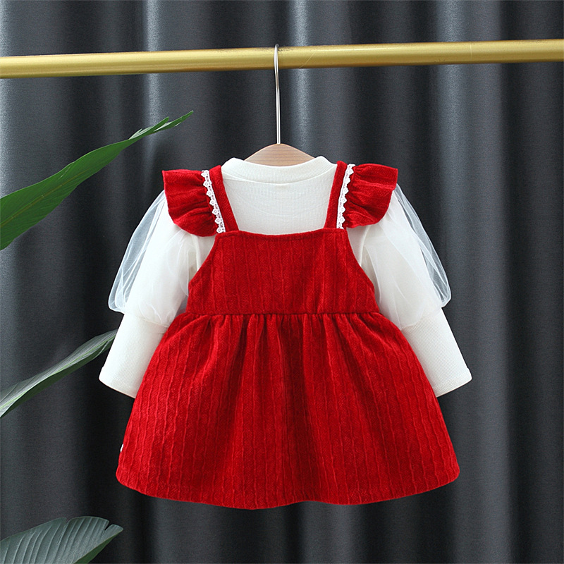 106059819@qq.com Robe à nœud en dentelle pour fille, tenue bébé de 3 ans, ensemble deux pièces pour fille avec doublure tendance_voghion.com
