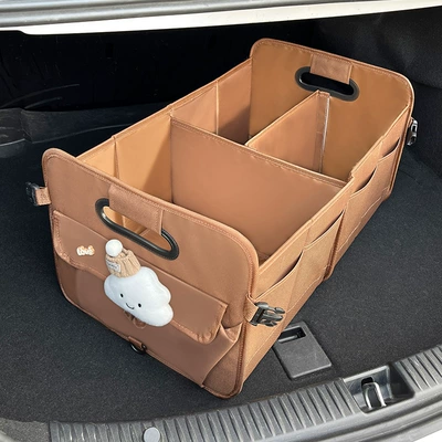 Car storage bag/box | Cute Foldableing Travel Large - hat-cloud-upgraded-material-oxford-cloth-multifunctional-storage-box-coffee-color
