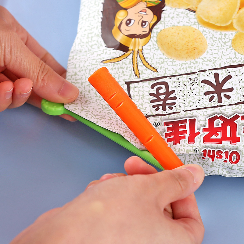 5枚裝胡蘿蔔保鮮封口夾帶磁鐵防潮食物袋密封夾帶冰箱貼收納盒